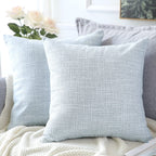 Otostar Linen Throw Pillow Covers Set Of 2 Decorative Square Pillowcases Cushion Covers 18X18 Inch For Home Decor Sofa Bedroom Car 45 X 45Cm Blue Grey