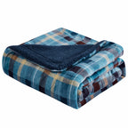 HomeRoots Ambrose Blue Reversible Velvet and Sherpa Throw Blanket