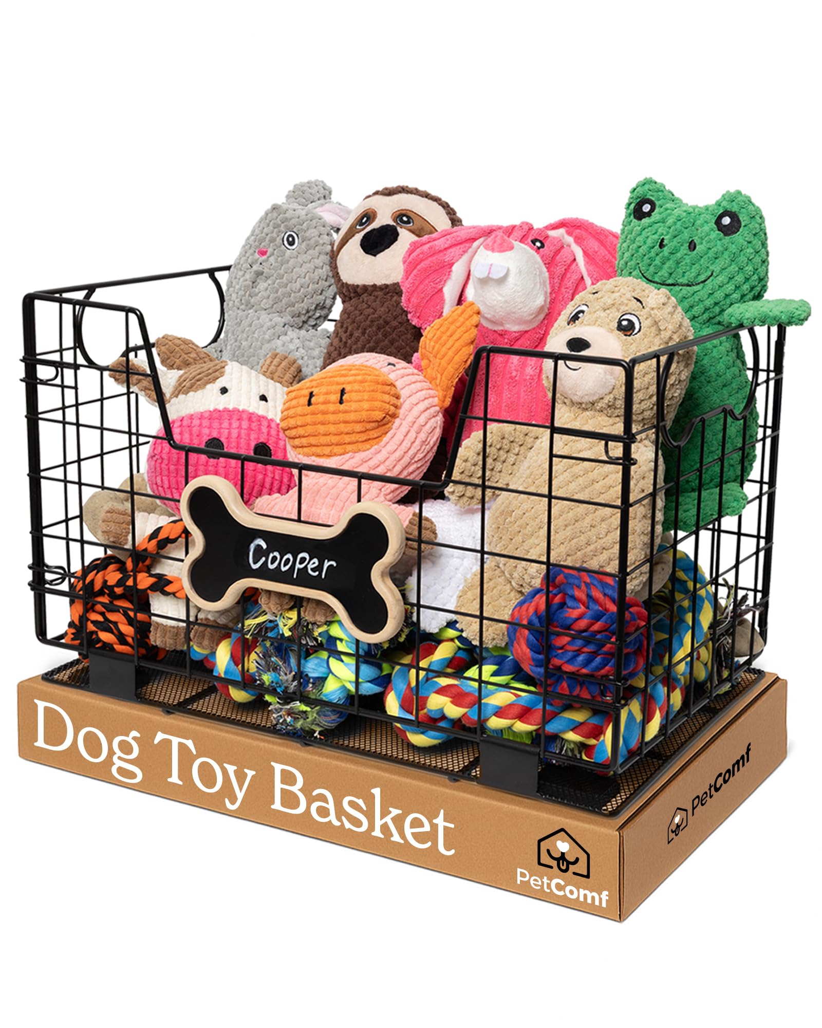 Metal Dog Toy Basket for Dogs and Cats (15    x 10    x 9   ) - Heavy-Duty Storage Bin Holds Pet Chew Toys, Bones, Ropes, Blanke