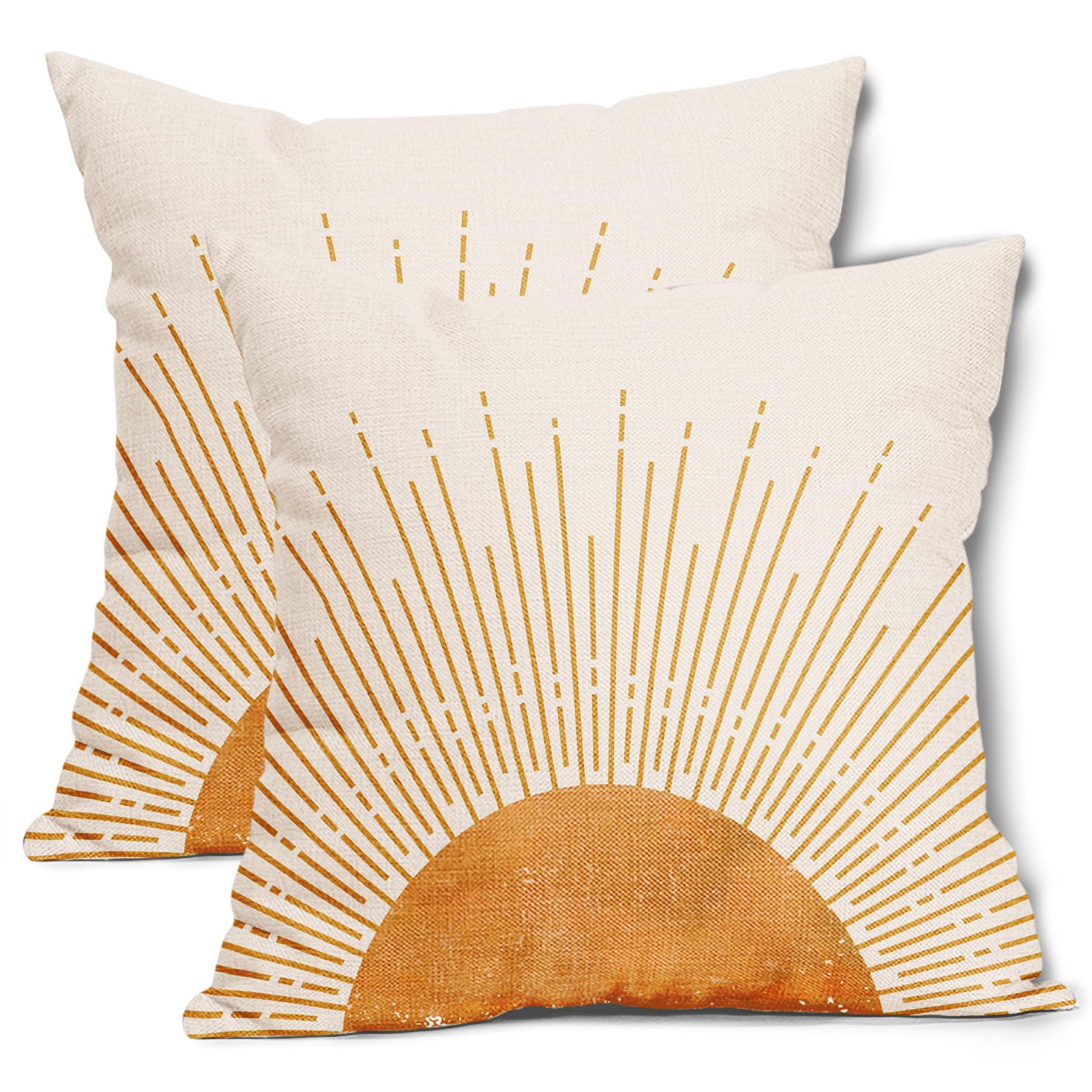 Sun Sunrise Sunshine Pillow Covers 20X20 Inch Sunset Boho Abstract Couch Pillow Cases Mustard Yellow Bohemian Throw Pillows Set 