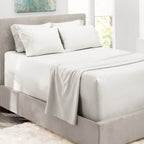 Hearth & Harbor Bed Linen Set - Twin Size - 4 Piece Sheets - White - Extra Deep Pocket Microfiber