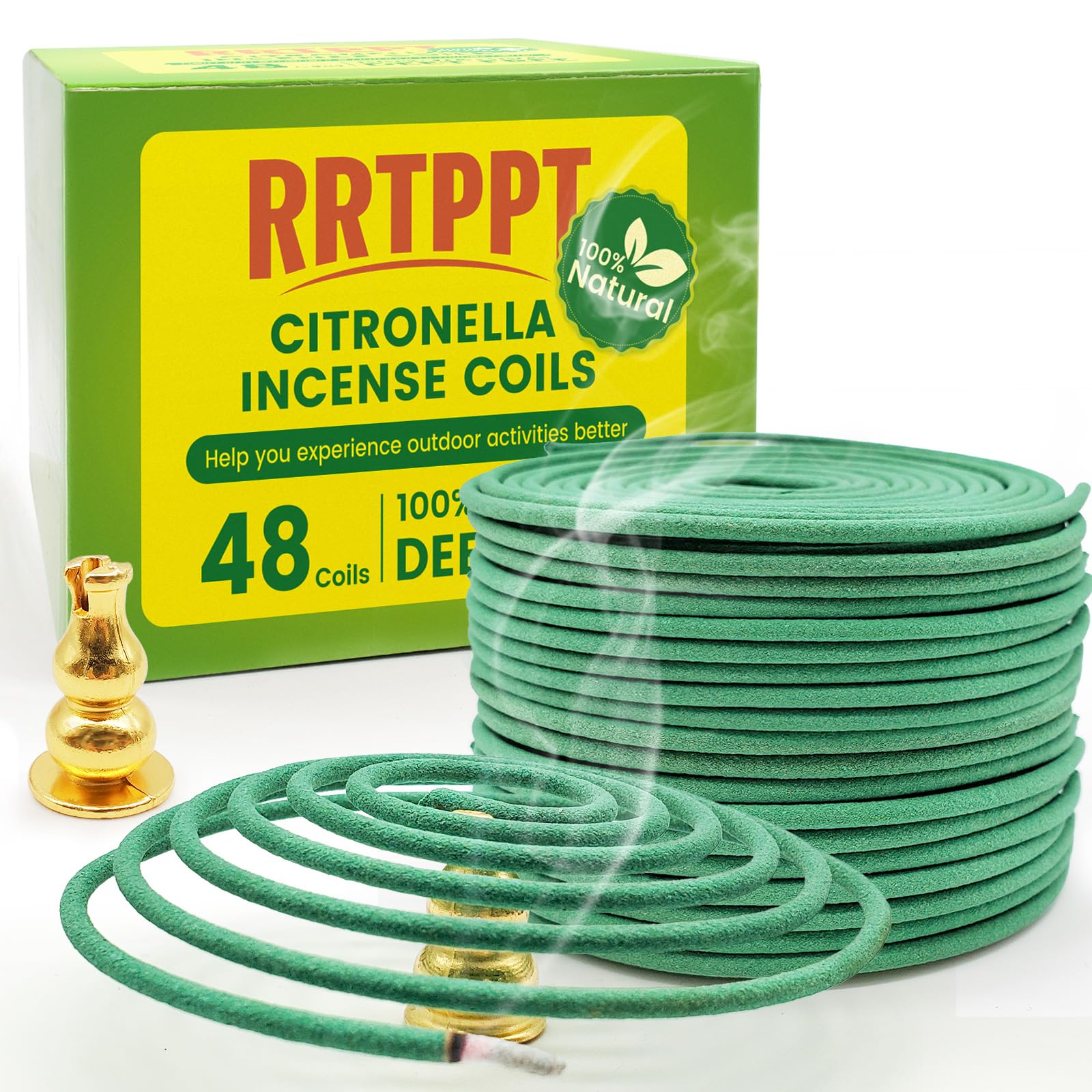 Citronella Incense coils, Made from Natural Plants, Suitable for Outdoors, Indoors, by The Pool, in The Yard, 48 coils and 2 Coi