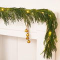 Christmas Garlands Norfolk Pine Garland, 6Ft Artificial Faux Greenery Garland Cedar Garland with Lights,8 Lighting Modes,Timer, 