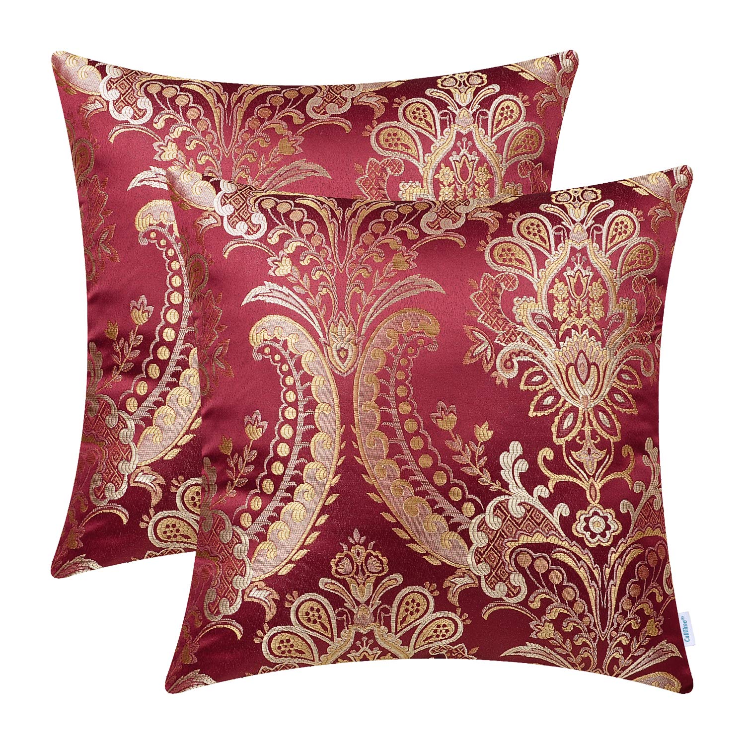 Calitime Throw Pillow Covers Pack Of 2 Supersoft Vintage Damask Fabric Floral Design Cushion Cases Shells For Couch Sofa Home De