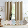 Brown Total Blackout Linen Textured Window Curtains Panels Burlap Texture Rustic Farmhouse Modern Bedroom Drapes Thermal Insulat