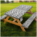 Picnic Table Cover With Bench Covers Vinyl Elastic Edges Fitted Rectangle Tables Seat Waterproof 3-Piece96X30In Set Outdoor Rect