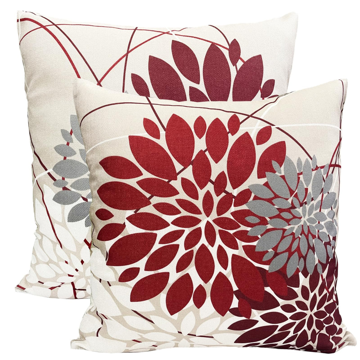 Wine Red Decorative Throw Pillow Covers 22X22 Inch Pillow Covers For Couch Living Room Bedroom Outdoor.Modern Sofa Throw Pillow
