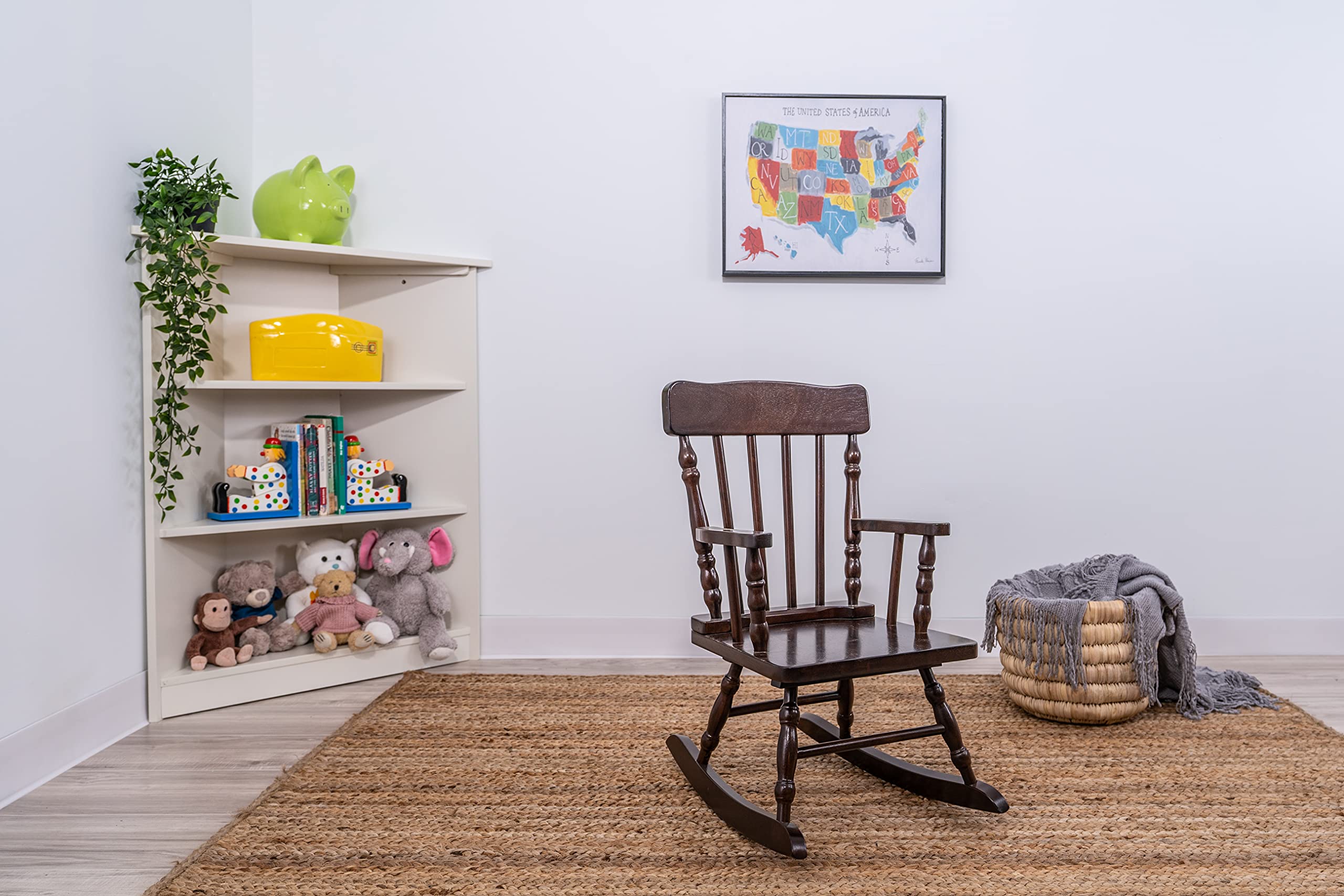 Gift Mark Childs Rocking Chairs - Classic Hand-Made Wooden Rockers For Boys And Girls - Vintage Style Colonial Kid'S Seats - Childrens Furniture Rocker (Black)