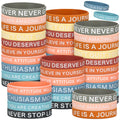 Sumind 60 Pieces Motivational Quote Rubber Wristbands Colored Inspirational Silicone Bracelets Stretch Unisex Wristbands for Wom