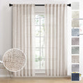 MEETBILY 86 Inch Curtains Semi Sheer Linen Drapes for Living Room 2 Panels Light Filtering Back Tab Farmhouse Traditional Boho A