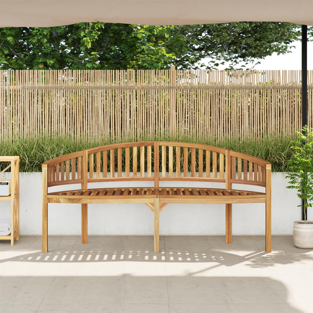 vidaXL Banana Bench, Indoor/Outdoor Seat for Entryway Patio Garden, Fine Sanded Finish, Durable Material, Solid Teak Wood 26" x 70.9" x 33.9" Brown