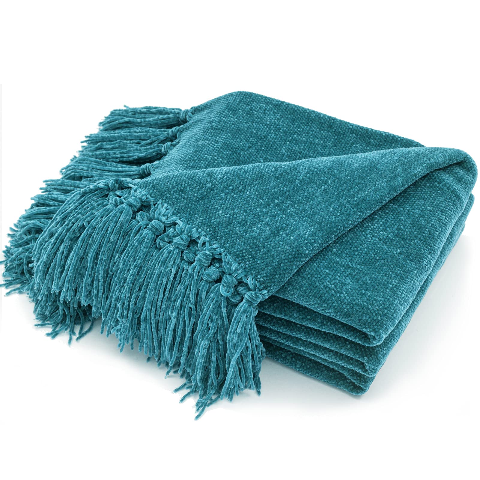 Recyco Throw Blanket Soft Cozy Chenille Throw Blanket With Fringe Tassel For Couch Sofa Chair Bed Living Room (Teal, 60' X 80'