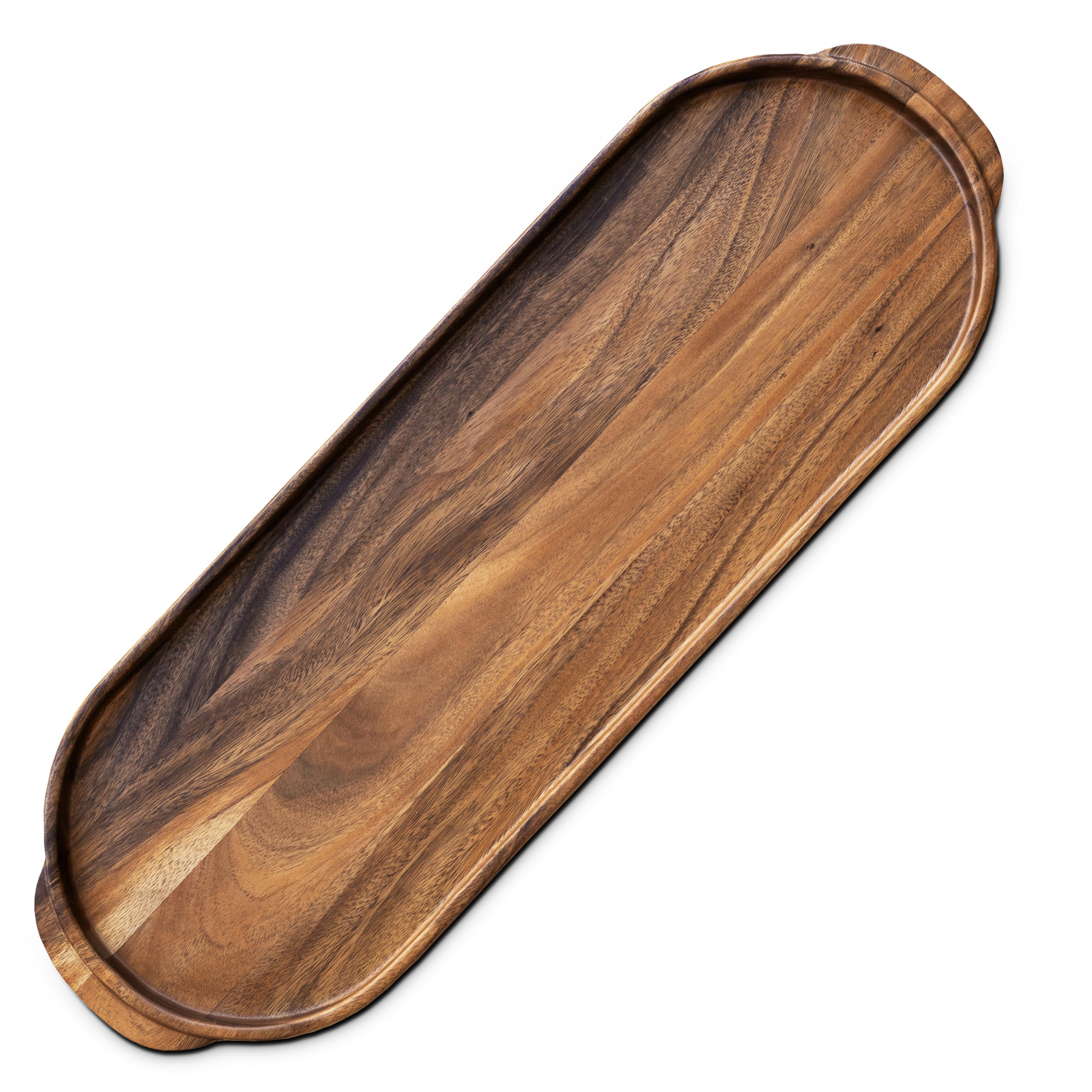 Ironwood Gourmet Frederiksberg Oval Serving Tray, 12 x 36 Acacia Wood Charcuterie Board and Centerpiece Tray