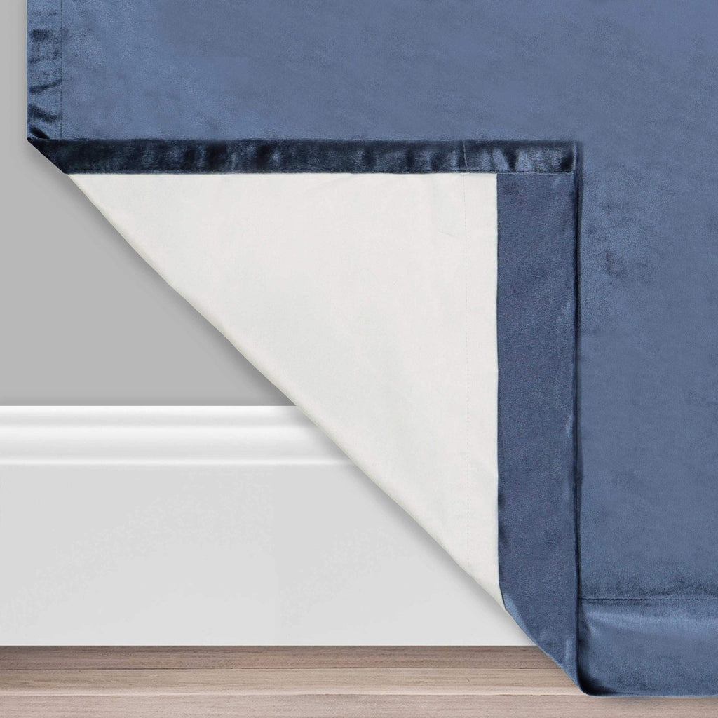 Eclipse Harper Velvet Rod Pocket Curtains For Bedroom, Single Panel, 50 In X 95 In, Navy