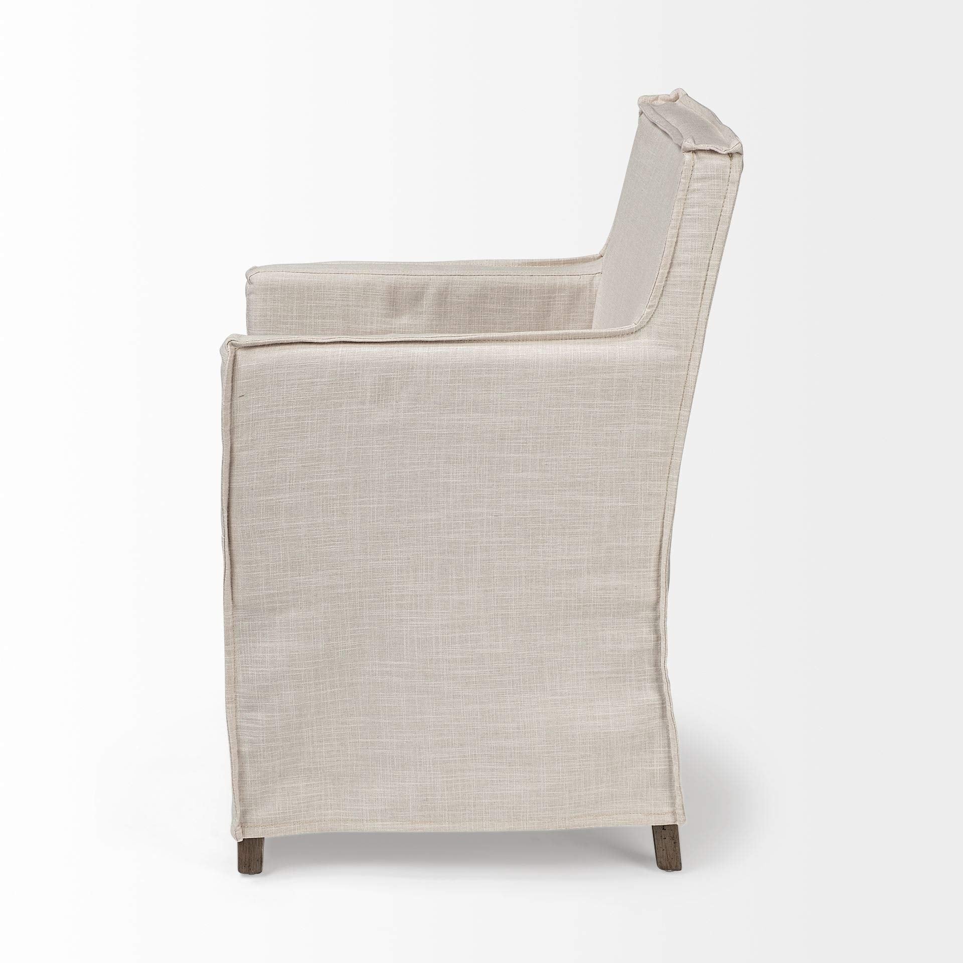 HomeRoots Cream Fabric Slip Cover with Brown Wood Frame Dining Chair