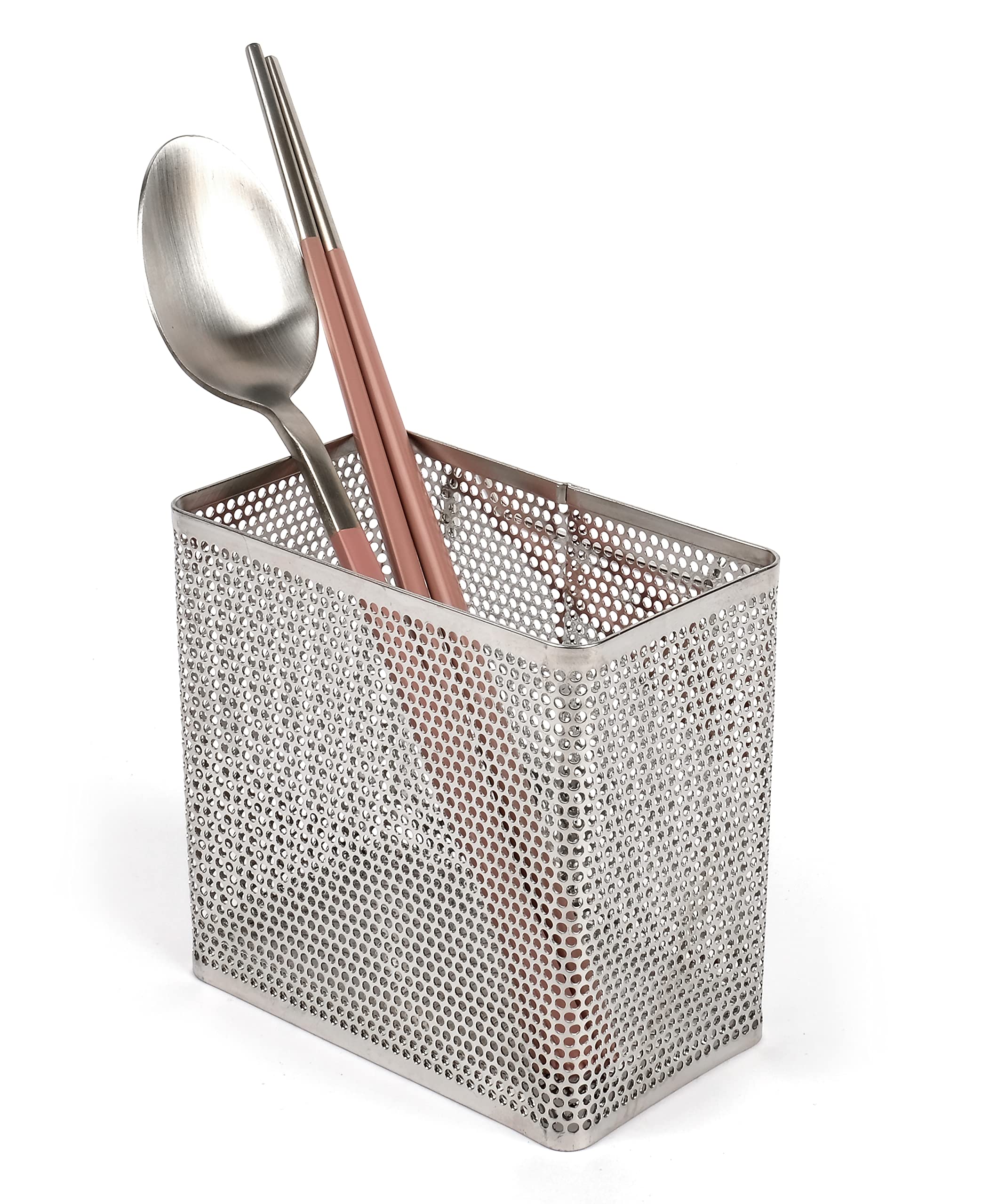 LENITH Kitchen Utensil Chopsticks Perforated Holder with Hooks - 304 Stainless Steel Storage for Organizer Dishwasher Safe (Smal