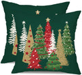 Dfxsz Christmas Pillow Covers 16X16 Inch Set Of 2 Christmas Tree Decorative Green Throw Pillows Winter Christmas Decor For Home