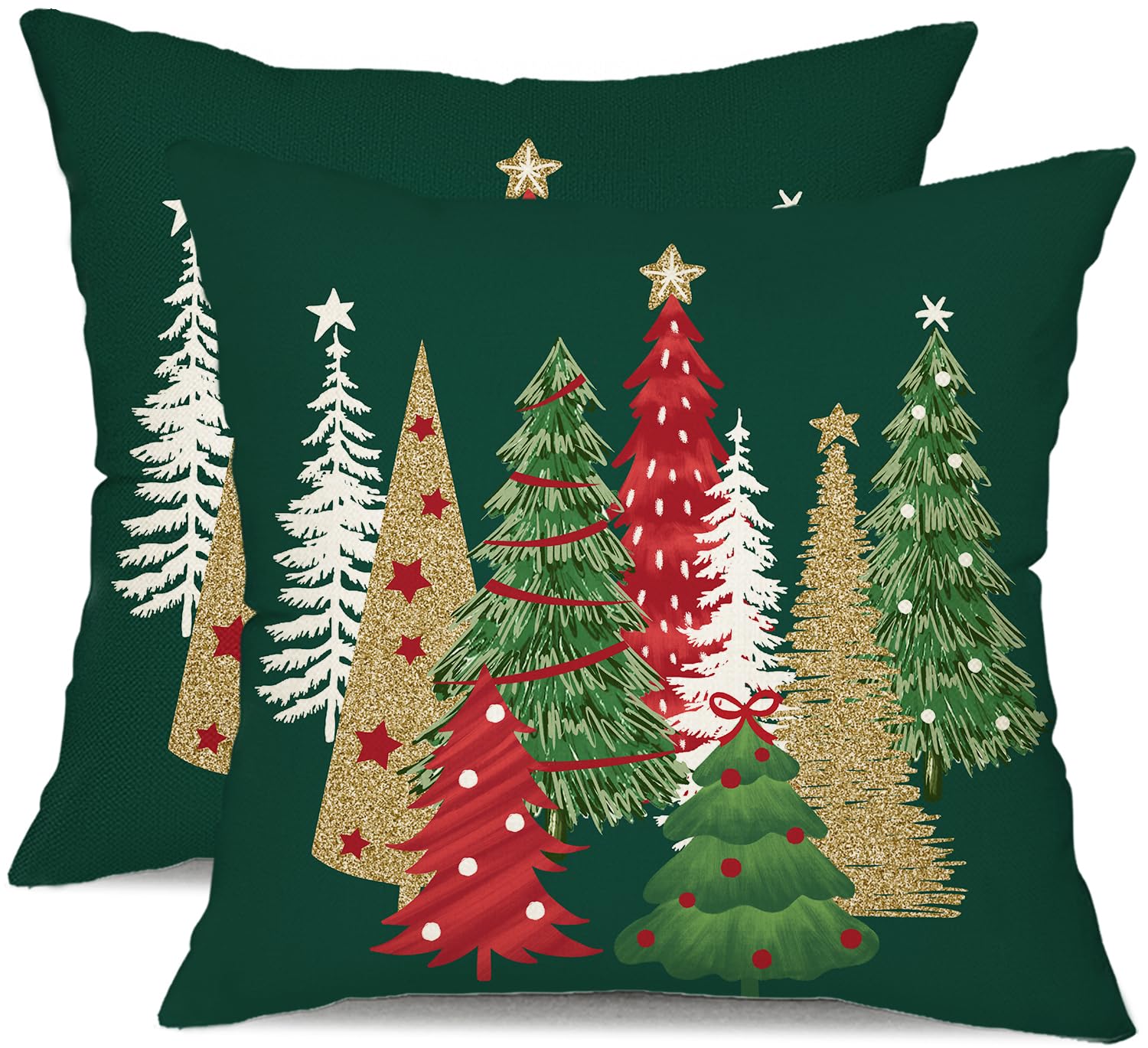 Dfxsz Christmas Pillow Covers 16X16 Inch Set Of 2 Christmas Tree Decorative Green Throw Pillows Winter Christmas Decor For Home