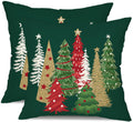 Dfxsz Christmas Pillow Covers 20X20 Inch Set Of 2 Christmas Tree Decorative Green Throw Pillows Winter Christmas Decor For Home