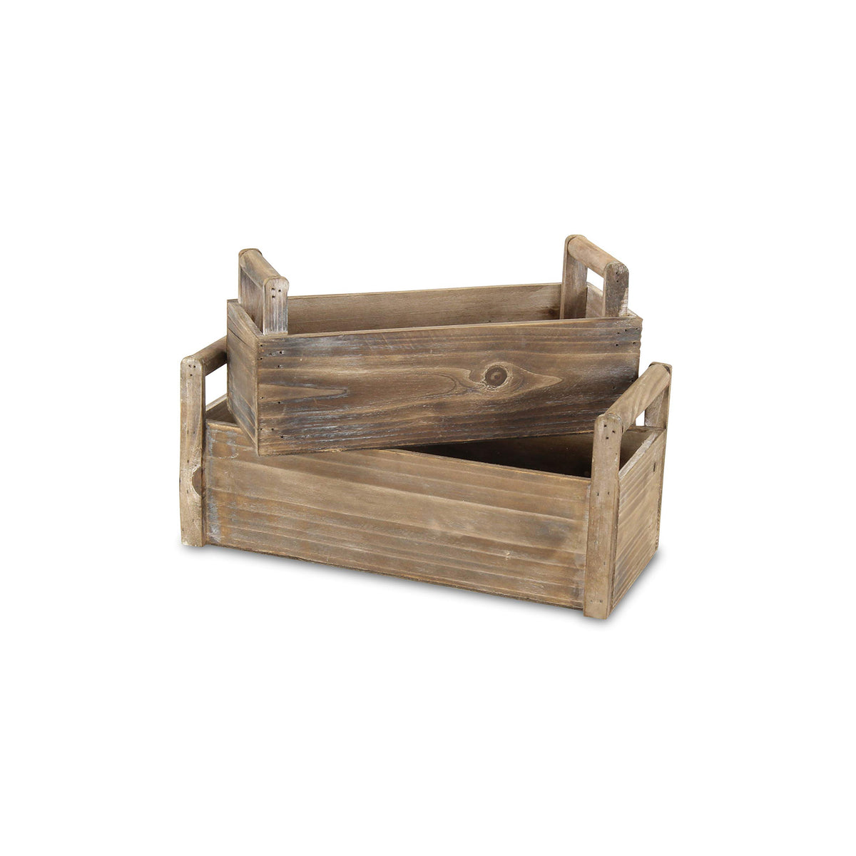Cheung'S Fp-3506-2 Wooden Rectangular Ledge Planter With Handle Set Of 2