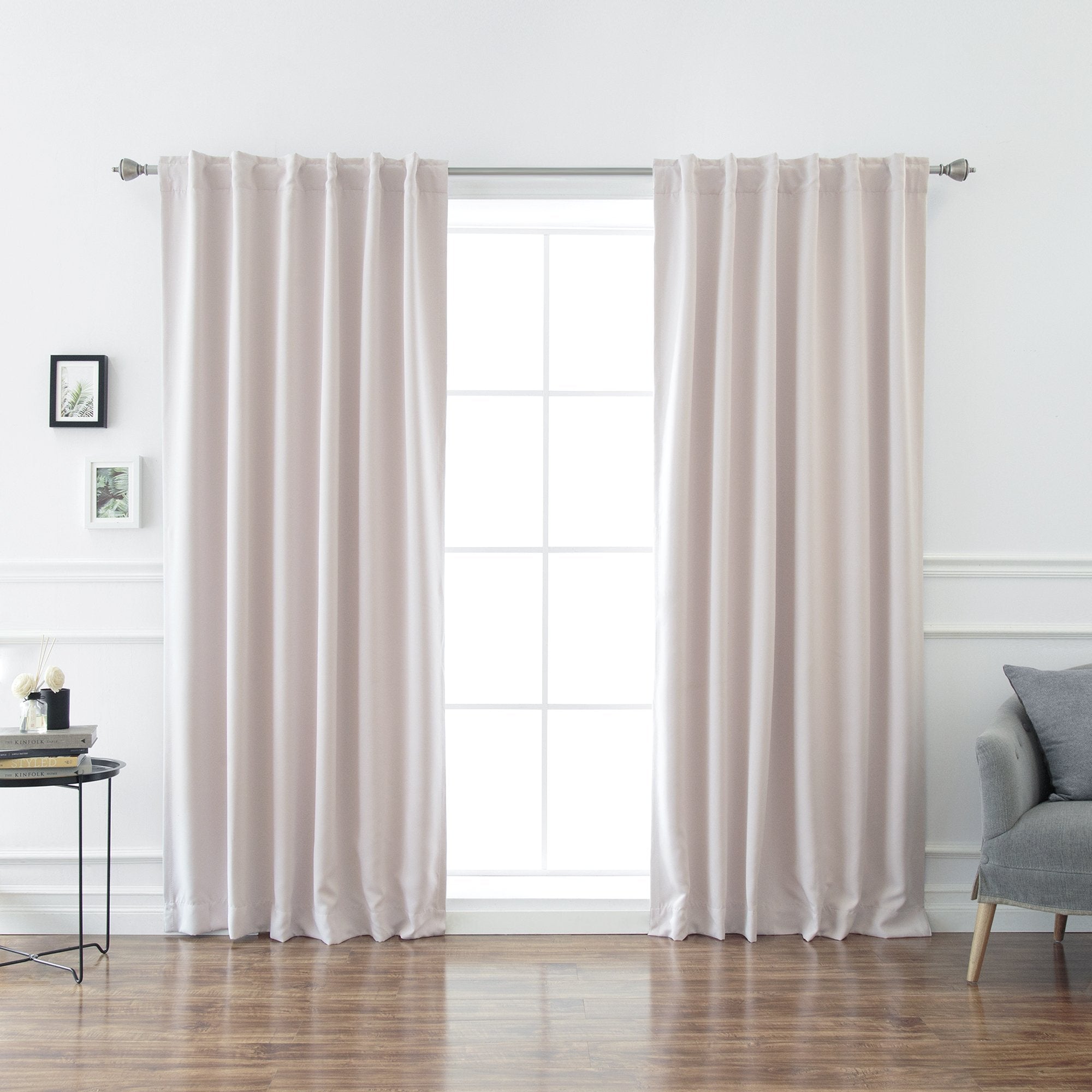 Best Home Fashion Thermal Insulated Blackout Curtains - Back Tab/Rod Pocket - 52' W X 96' L - Baby Pink (Set Of 2 Panels)