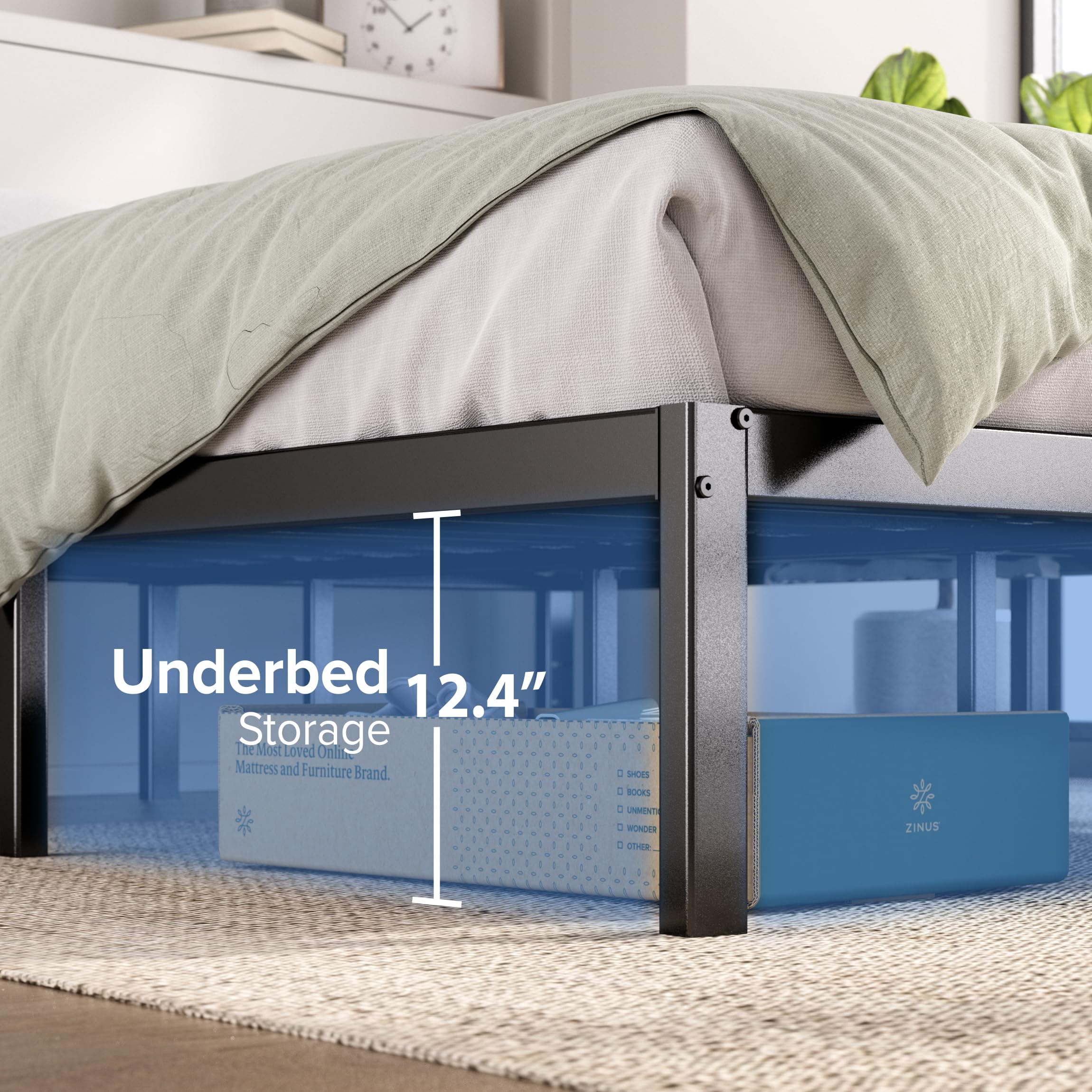 Zinus 14 Inch Elias Metal Platform Bed Frame, Steel Support, No Box Spring Needed, Easy Assembly, Twin