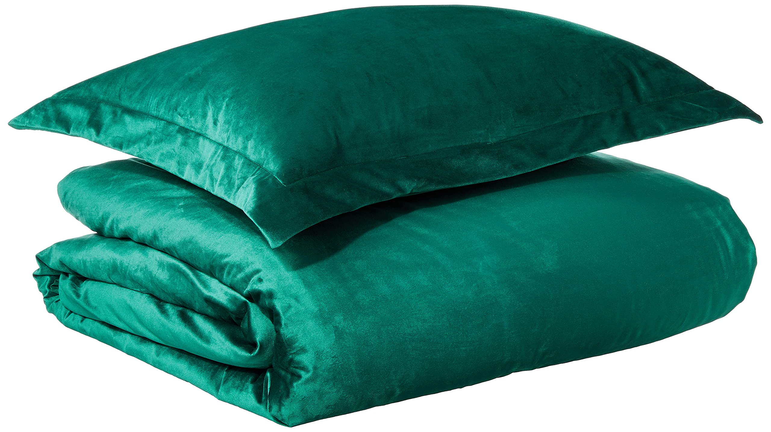 Tribeca Living Veniceduvet Venice Velvet Oversized Solid Duvet Set, Twin, Emerald Green