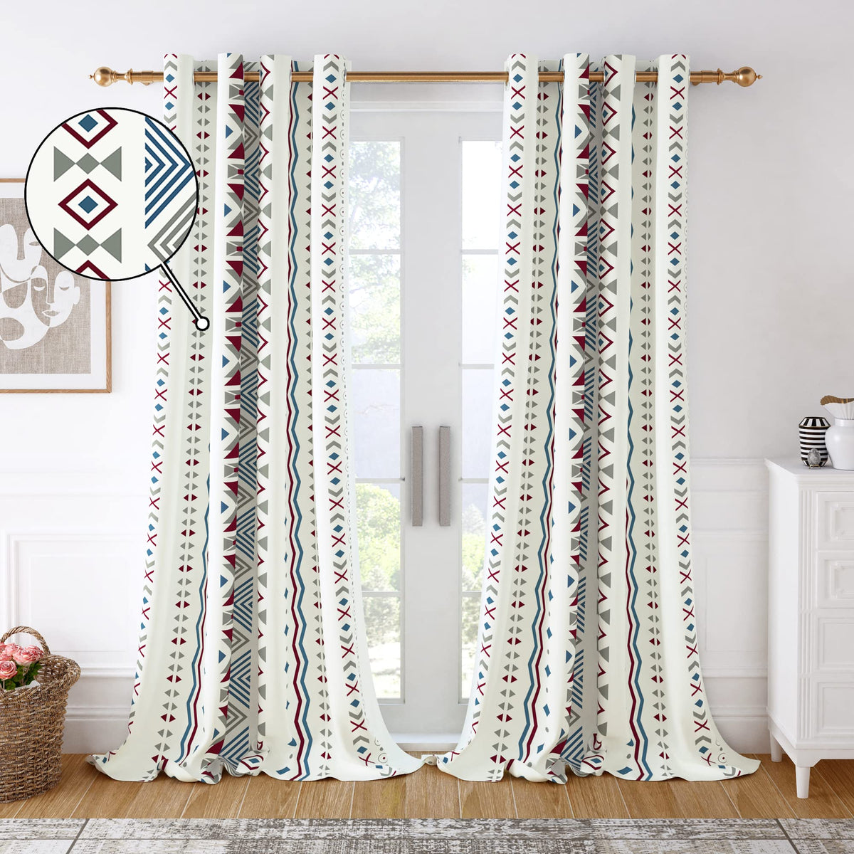 Story@Home Long Door Curtains 9 Feet Long 2 Piece | Abstract Printed | Bohemian Cotton Curtain | Light Filtering Curtains For Li
