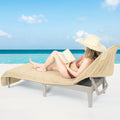 Cotton Paradise 100% Cotton Patio Chaise Lounge Covers, 30X86 Inch Lounge Chair Towel With Pocket (Beige)