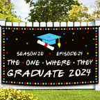 KatchOn, The One Where They Graduate 2024 Backdrop - XtraLarge, 72x44 Inch | Friends Graduation Banner, Friends Graduation Decor