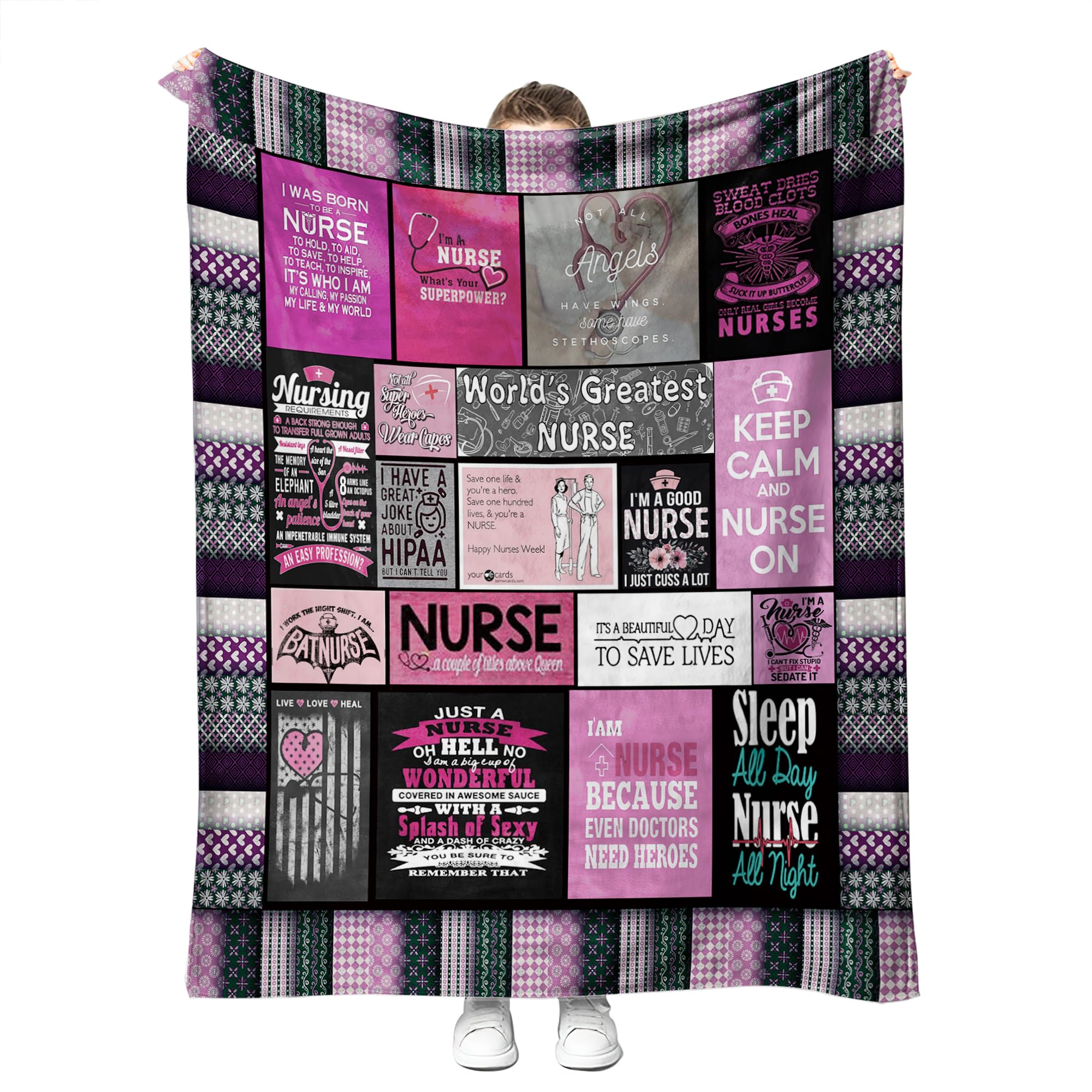 Nurse Gifts Soft Nurse Theme Blanket Nurses Week Gifts Microfiber Plush Sherpa Throw Blanket Nurse Gifts For Women Nurses Warm C