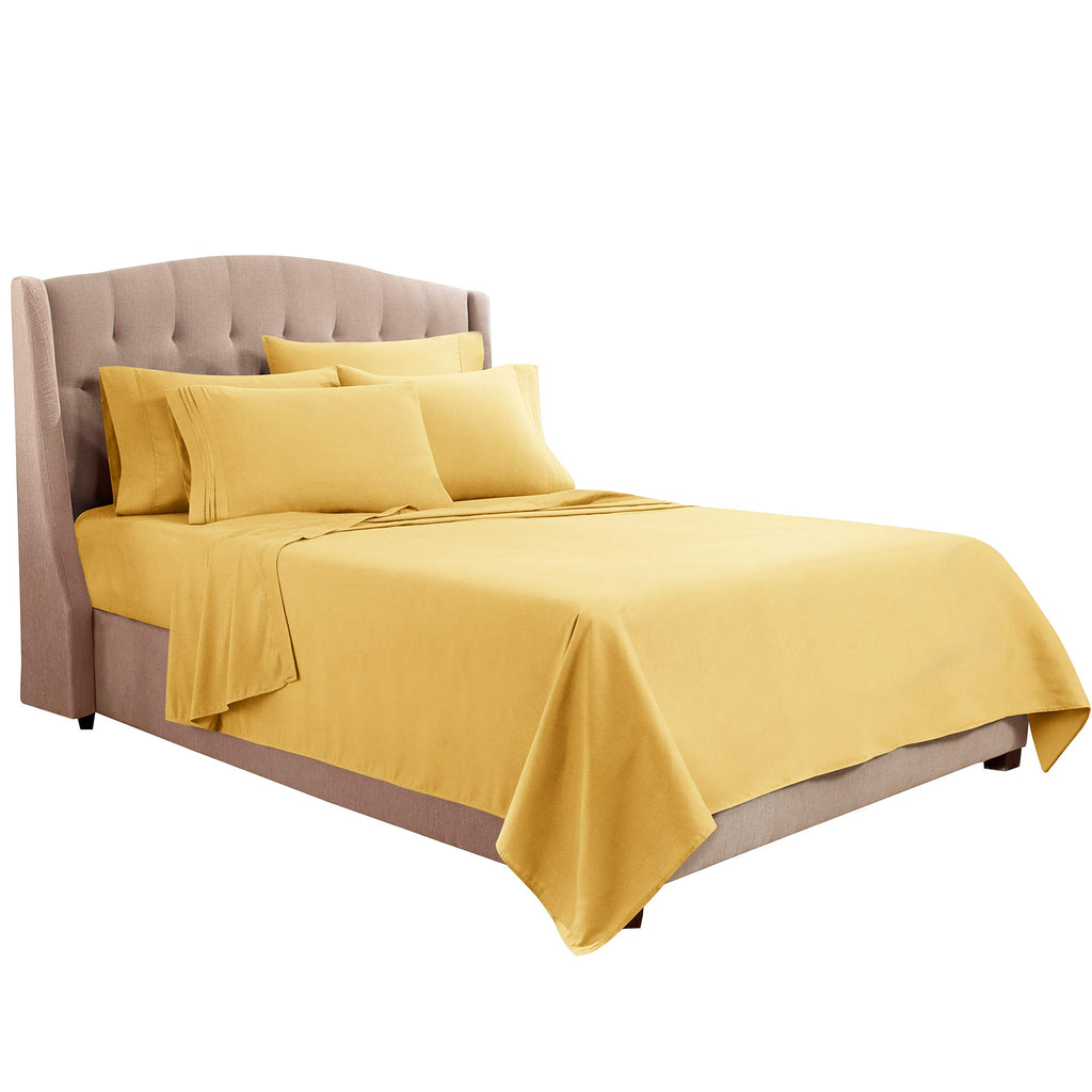 Clara Clark Twin Sheets, 5 Piece Set - Hotel Luxury Sheets For Twin Size Bed, Super Soft Bedding Sheets & Pillowcases, Twin Size Sheets, Mellow Yellow