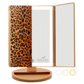 RoLeDo 3 Folds Lighted Vanity Makeup Mirror, 2X/3X Magnification, 72 LED Lights Desk Mirror with Touch Screen 3 Color Lighting, 