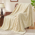 Bedelite Beige Throw Blanket For Couch And Bed- Super Soft And Warm 3D Checkered Fluffy Fuzzy Fleece Blanket, Luxurious Plush Co