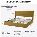 Sha Cerlin King Size Lift Up Storage Bed/Modern Wingback Headboard/Upholstered Platform Bed Frame/Hydraulic Storage/No Box Spring Needed/Wood Slats Support/Olive Yellow