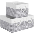 StorageTastic Storage Bins, 3-Pack Large Storage Box with Rope Handles, Collapsible Storage Basket for Organizing Books, Clothes