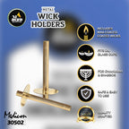Metal Wick Holder Set - 9 Medium Holders And 50 Wax Coated Wicks - Sits In Full Oil Cup For Optimal Safety And Burn Time - Tzino