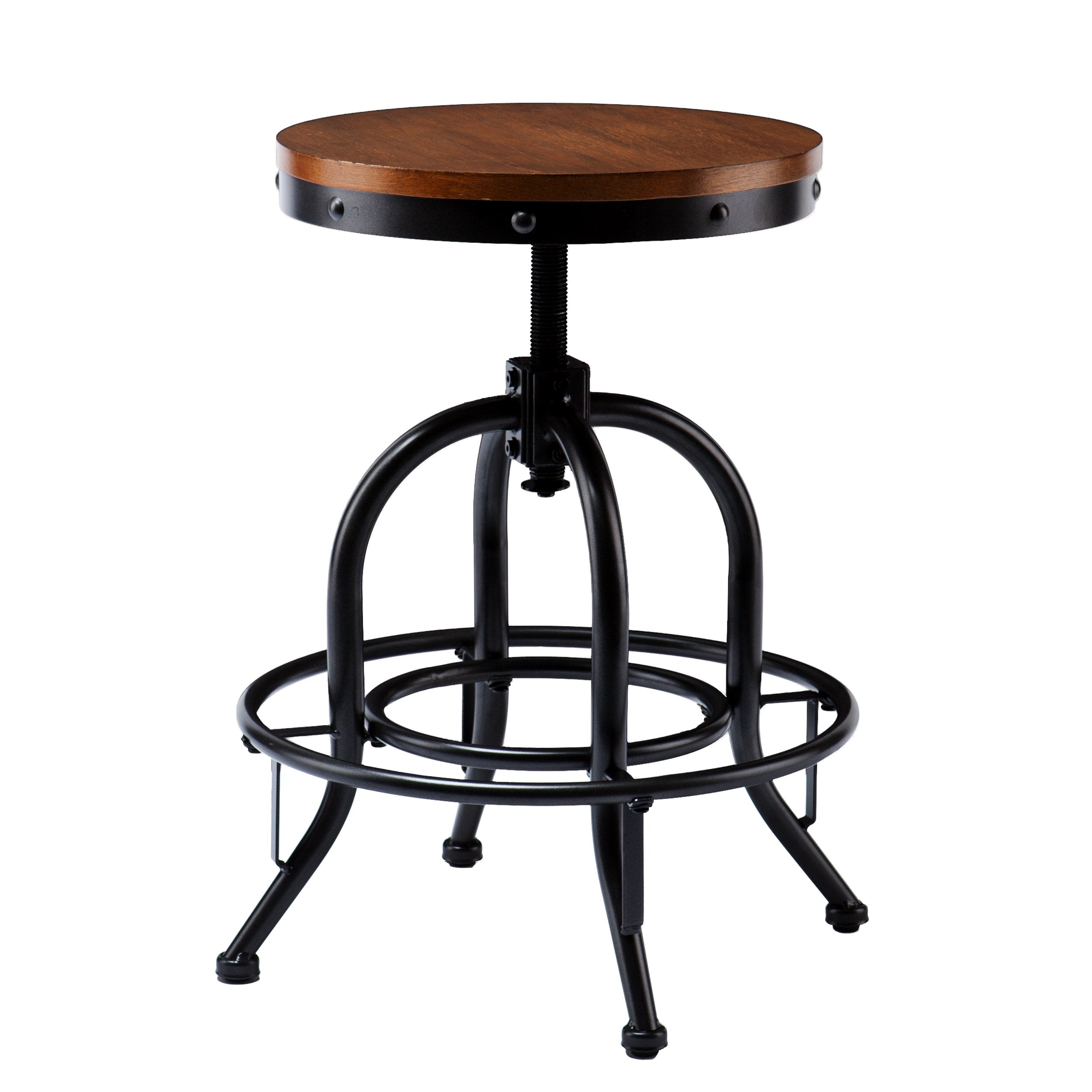 Sei Furniture Industrial Adjustable Stool 19'-24', Distressed Dark Pine And Black Finish