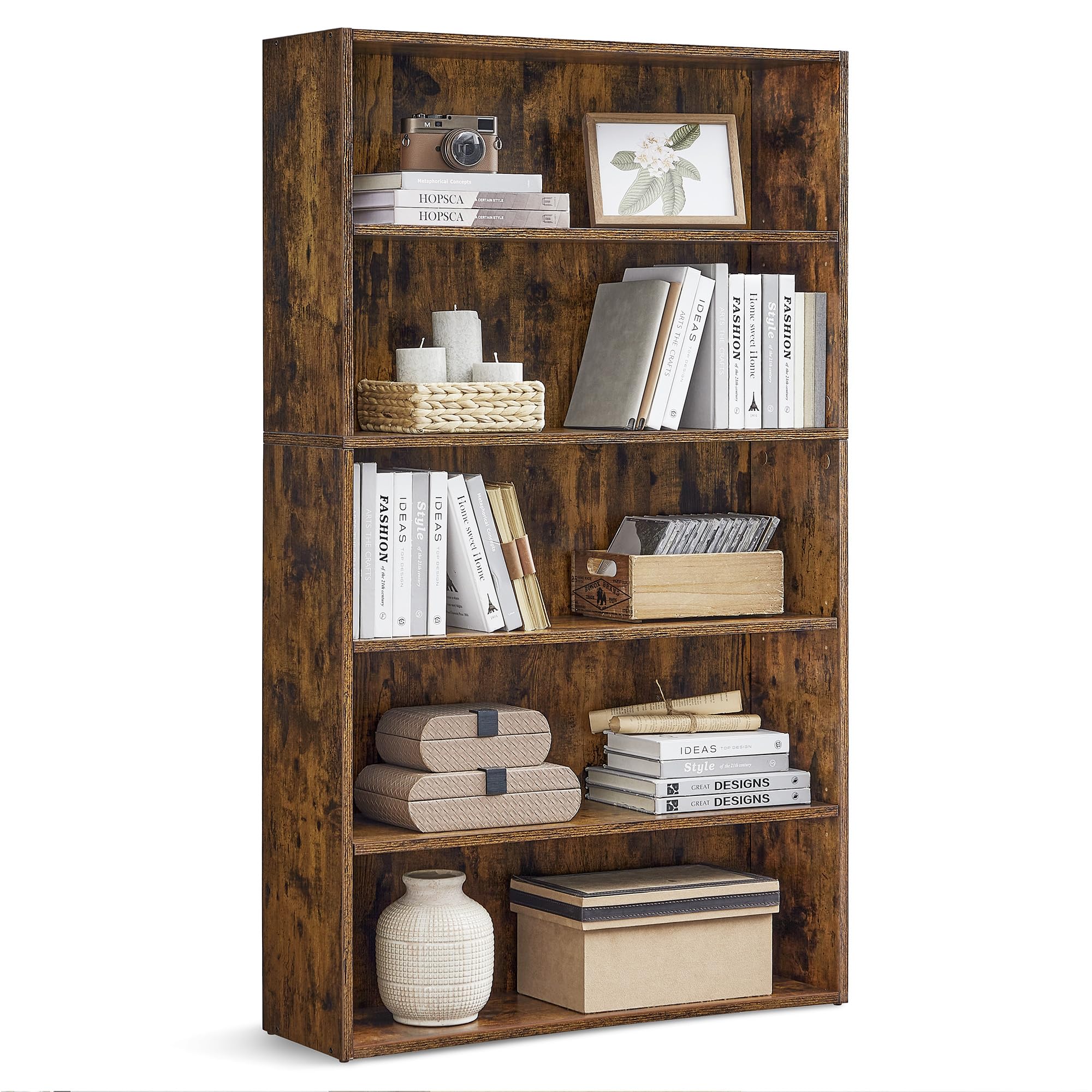 Vasagle Bookshelf, 30 Inches Wide, 5-Tier Open Bookcase With Adjustable Storage Shelves, Floor Standing Unit, Rustic Brown Ulbc175X01
