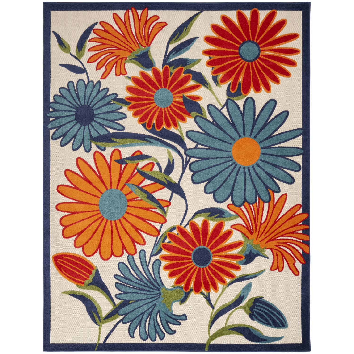 Nourison Aloha Indoor/Outdoor Multicolor 9' X 12' Area Rug, Easy Cleaning, Non Shedding, Bed Room, Living Room, Dining Room, Kit