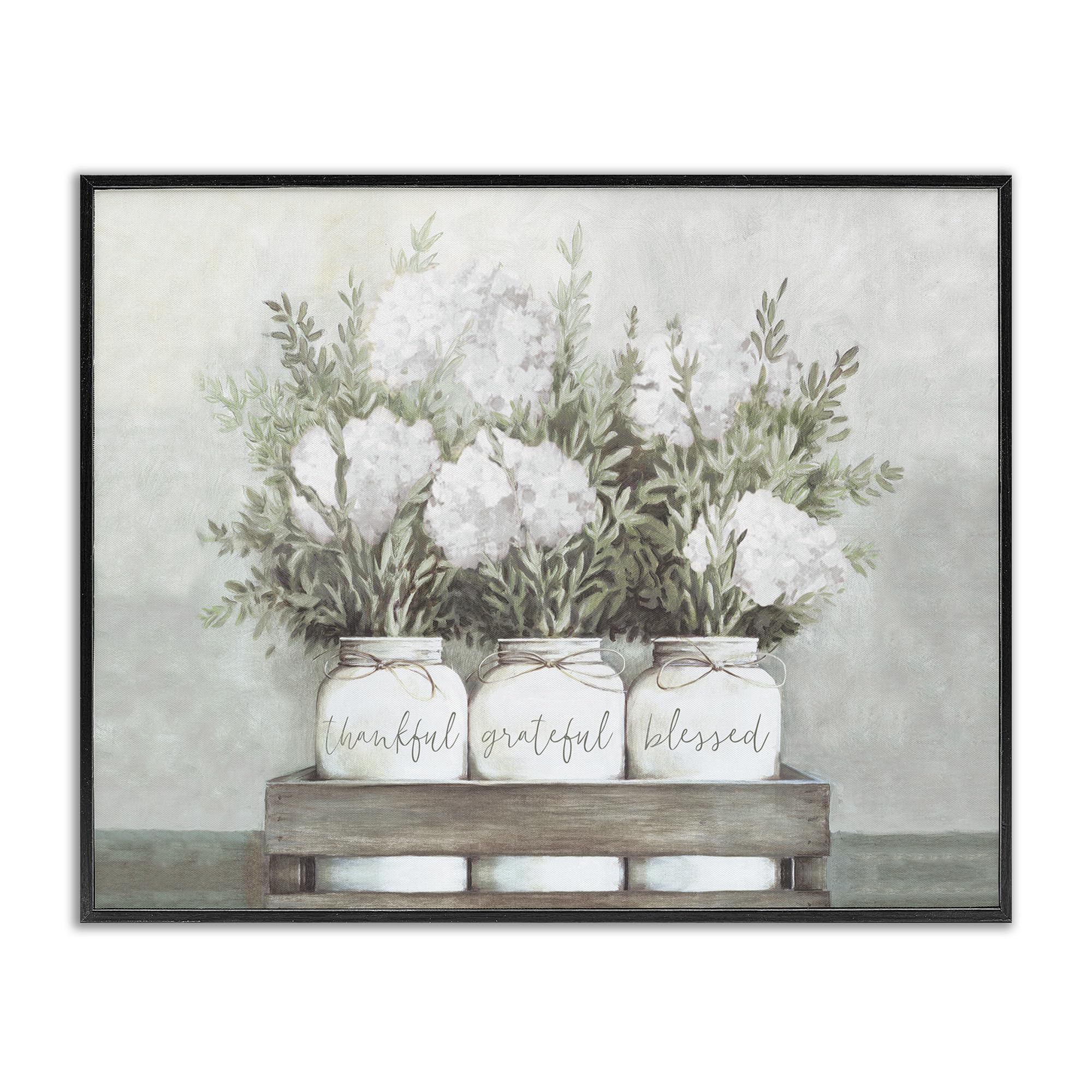 Stupell Industries Pristine Hydrangea Bouquets Thankful Grateful Blessed Sentiment Framed Giclee Art Design by Dogwood Portfolio