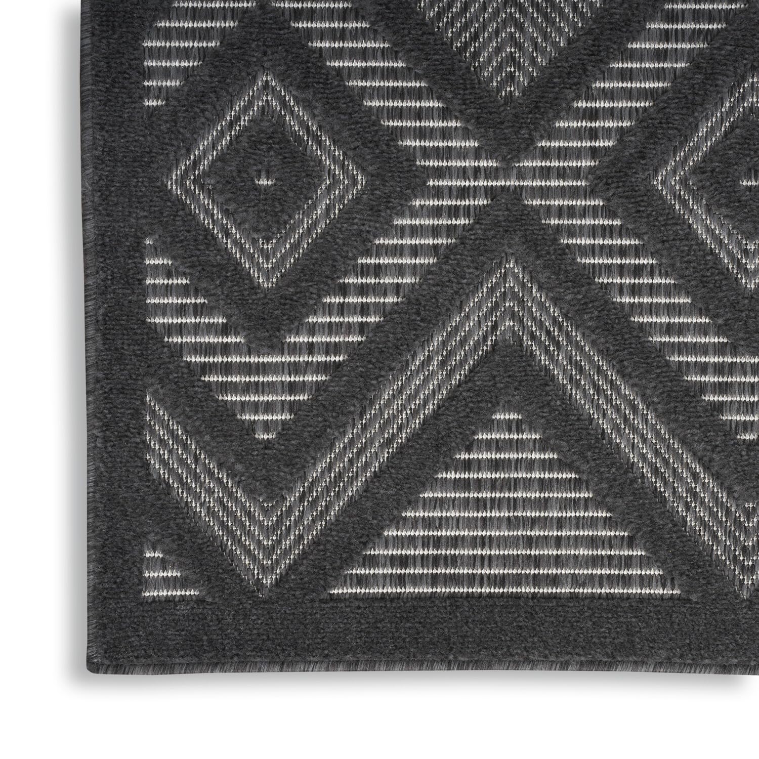 Nourison Versatile Indoor/Outdoor Charcoal/Black 5' X 7' Area Rug, Easy Cleaning, Non Shedding, Bed Room, Living Room, Dining Room, Deck, Backyard, Patio, High Traffic Area (5X7)
