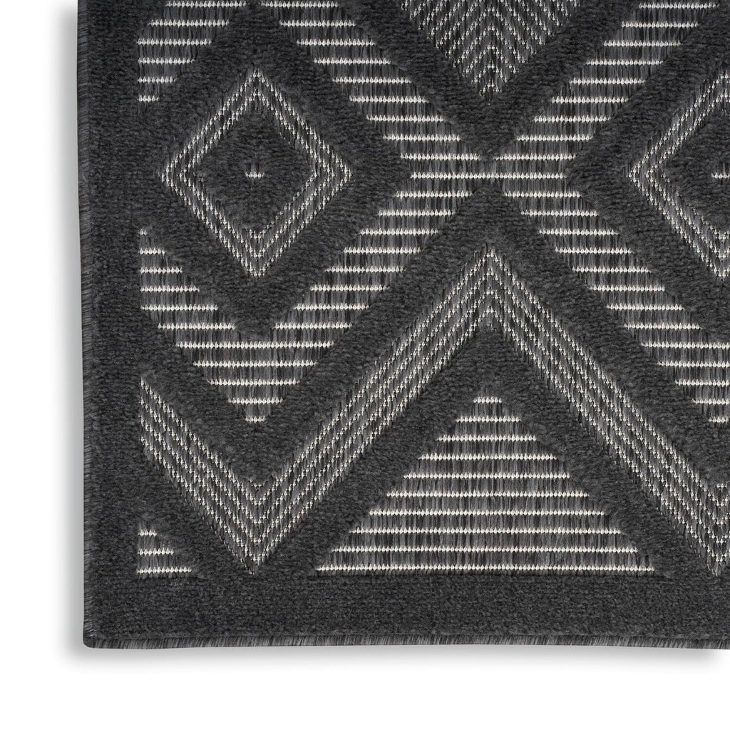 Nourison Versatile Indoor/Outdoor Charcoal/Black 6' X 9' Area Rug, Easy Cleaning, Non Shedding, Bed Room, Living Room, Dining Room, Deck, Backyard, Patio, High Traffic Area (6X9)