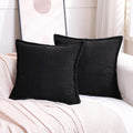 Puncuntex Corduroy Throw Pillow Covers Set Of 2 Boho Decorative Black 22?22 Inch,Super Soft Pillowcase Cozy Striped Texture Cush