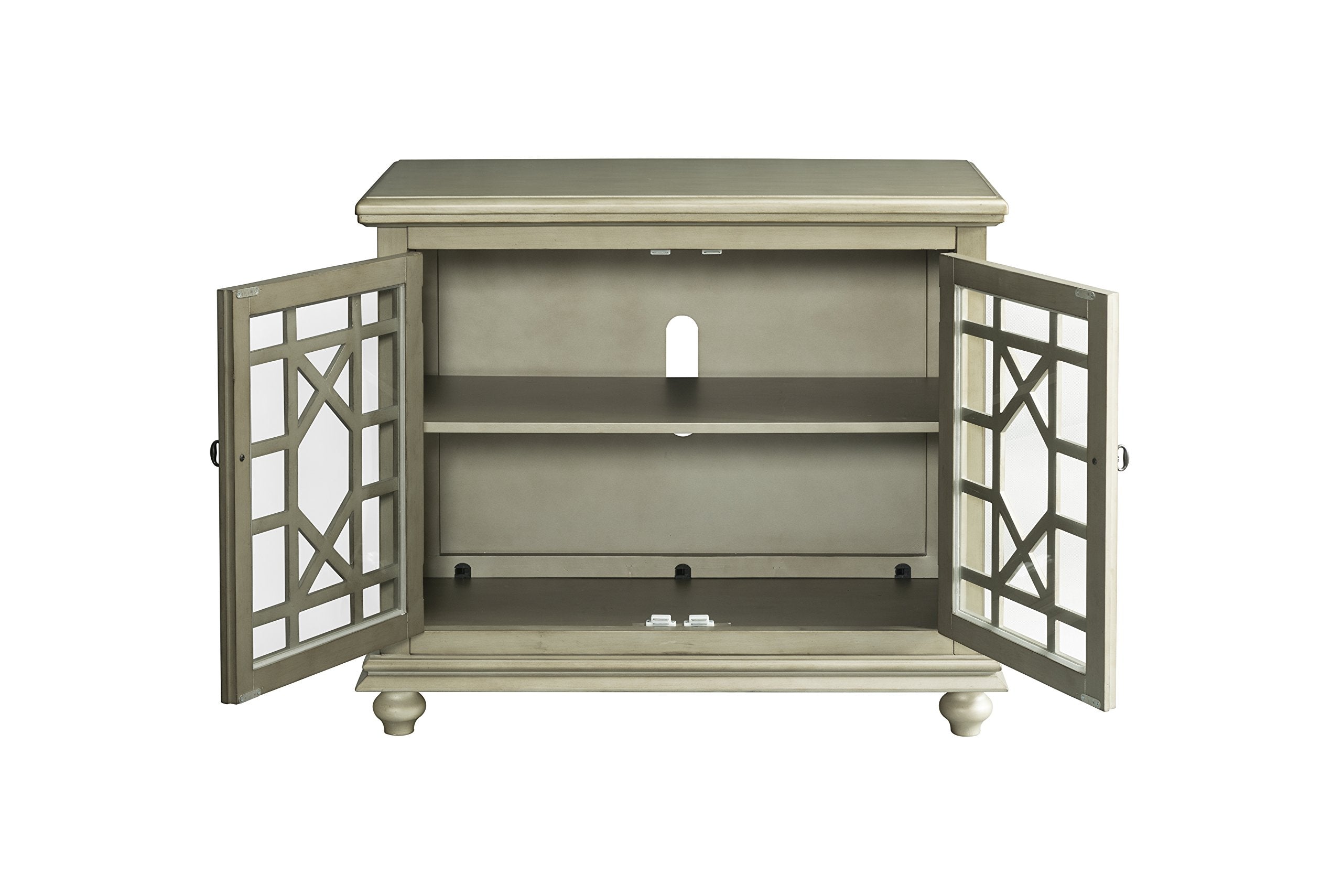 Martin Svensson Home Small Spaces 2 Door Accent Cabinet - Tv Stand, 38&quot; W X 32&quot; H, Antique Silver