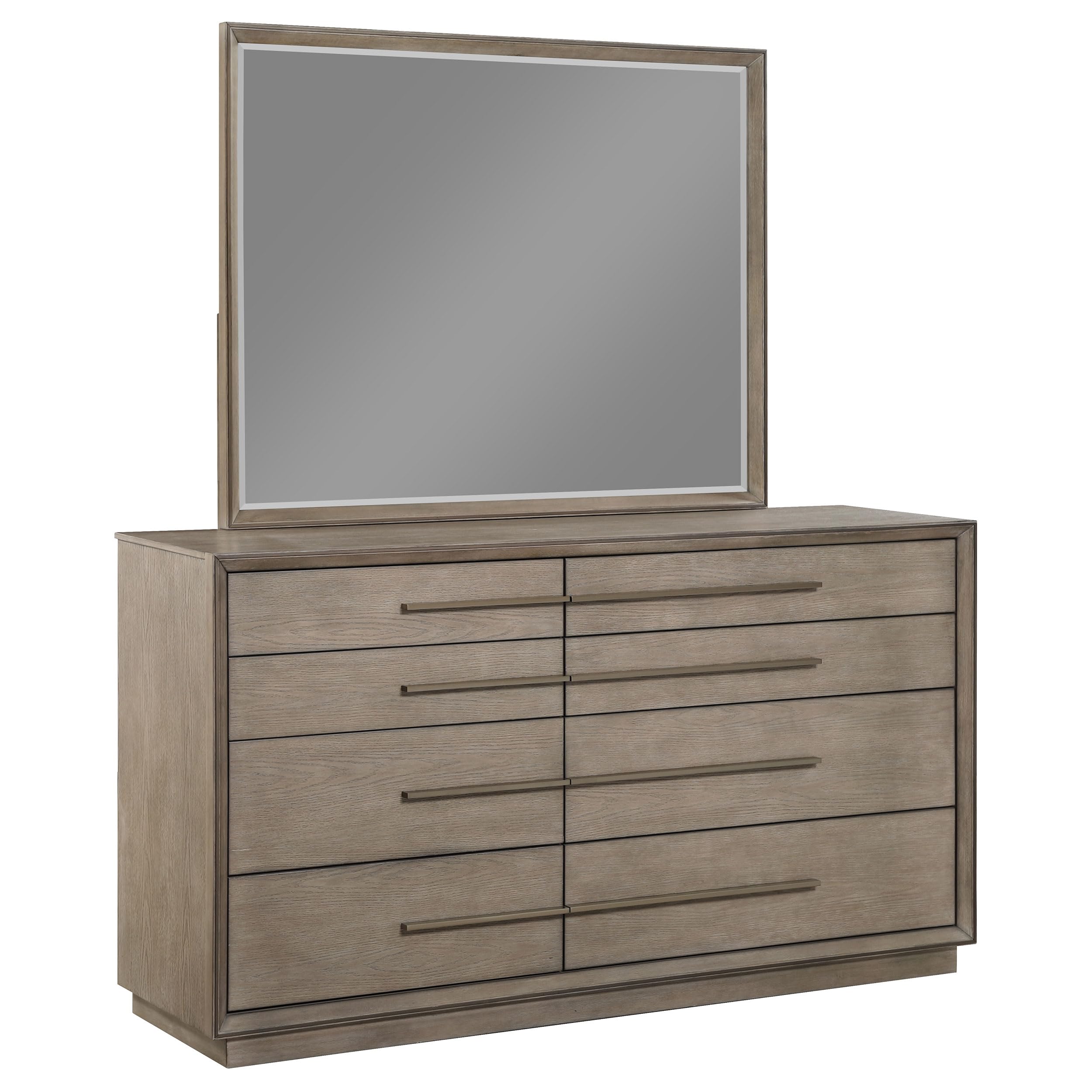Coaster Home Furnishings Durango Transitional 70-inch 8-Drawer Bedroom Dresser with Mirror Bedroom Clothing Storage Cabinet Wide Chest of Drawers Organizer Unit Washed Oak 223273M