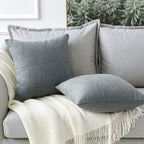 Otostar Linen Throw Pillow Covers Set Of 2 Decorative Square Pillowcases Cushion Covers 28X28 Inch For Home Decor Sofa Bedroom Car 70 X 70 Cm Dark Grey