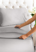 Extra Deep Pocket King Sheets - 4 Piece Breathable & Cooling Bed Sheets - Hotel Luxury Bed Sheet Set - Soft, Wrinkle Free & Comfy - Easily Fits Extra Deep Mattresses - Deep Pocket Light Grey Sheets