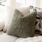 Foindtower 2 Pieces 16X16 Inch Sage Green, Faux Fur Throw Pillow Cover Accent Sherpa Pillow Fuzzy Soft Pillowcases Sheepskin Dec