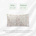 Elegant Comfort Ultra Soft Set Of 2 Floral Print Pillowcases - 1500 Premium Hotel Quality Microfiber, Soft And Smooth Envelope Closure 2-Piece Pillow Covers - King, Paisley Taupe